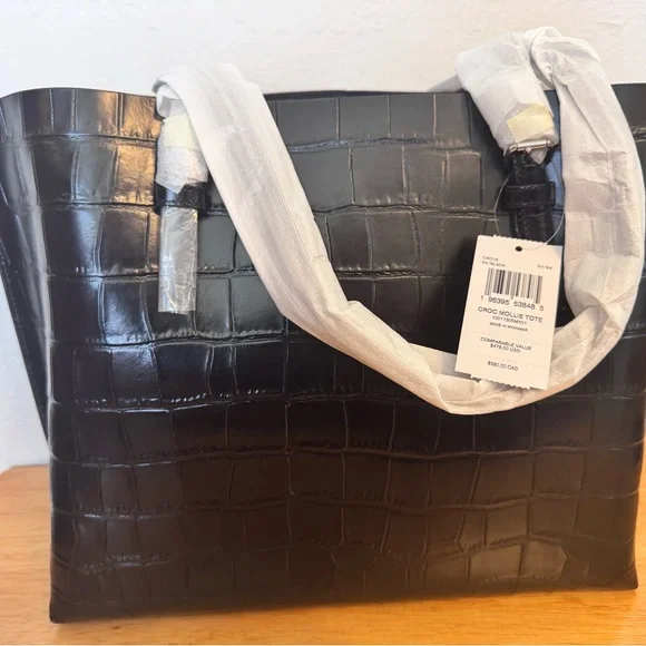 NWT Coach Mollie Tote Croco Black Women's Bag - Picture 4 of 10